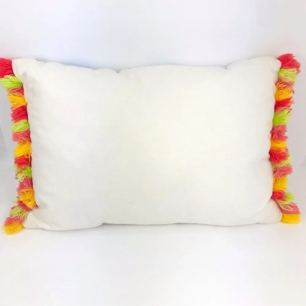 Joann Colorful Tassel Holiday Themed Embroidered Christmas Accent Pillow